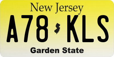 NJ license plate A78KLS