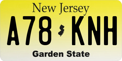 NJ license plate A78KNH