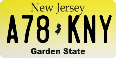 NJ license plate A78KNY