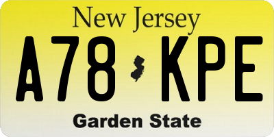 NJ license plate A78KPE