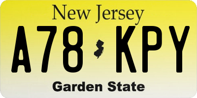 NJ license plate A78KPY