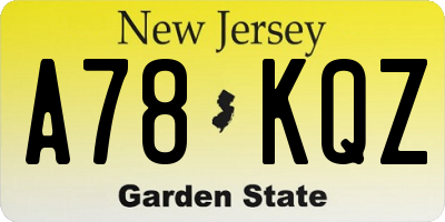 NJ license plate A78KQZ