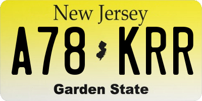 NJ license plate A78KRR