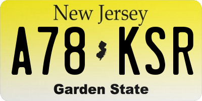 NJ license plate A78KSR