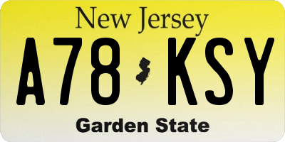 NJ license plate A78KSY