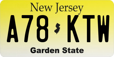 NJ license plate A78KTW