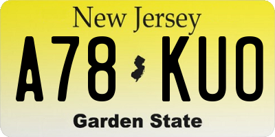 NJ license plate A78KUO