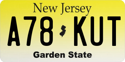 NJ license plate A78KUT