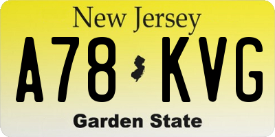 NJ license plate A78KVG