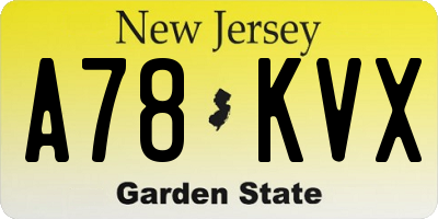NJ license plate A78KVX