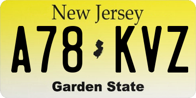 NJ license plate A78KVZ