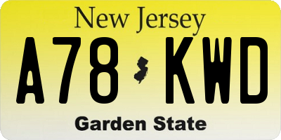 NJ license plate A78KWD