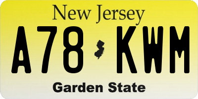 NJ license plate A78KWM