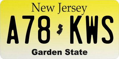 NJ license plate A78KWS