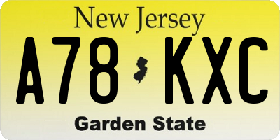 NJ license plate A78KXC