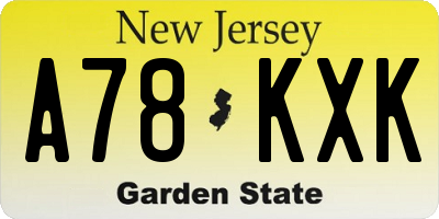 NJ license plate A78KXK