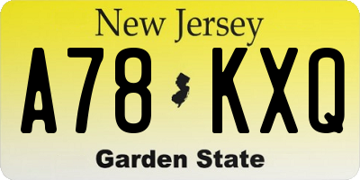 NJ license plate A78KXQ