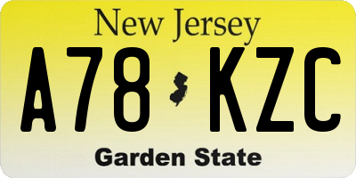 NJ license plate A78KZC