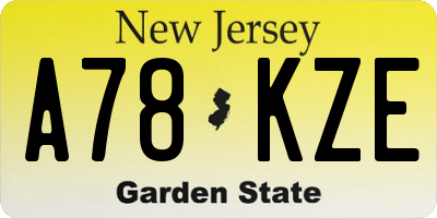 NJ license plate A78KZE