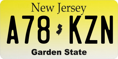 NJ license plate A78KZN