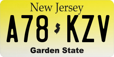 NJ license plate A78KZV