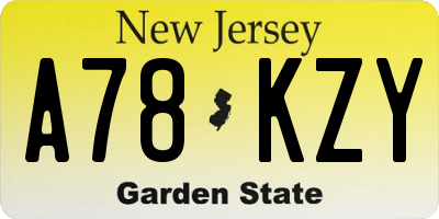 NJ license plate A78KZY