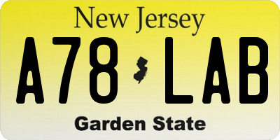 NJ license plate A78LAB