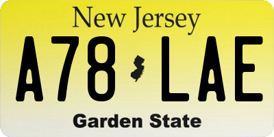 NJ license plate A78LAE