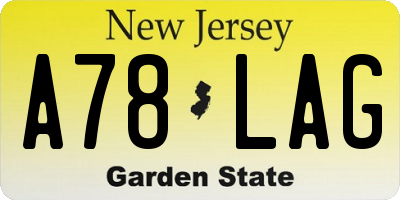 NJ license plate A78LAG