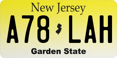 NJ license plate A78LAH