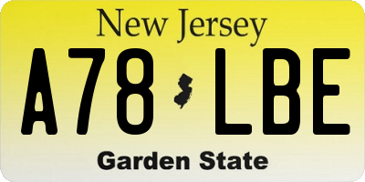 NJ license plate A78LBE
