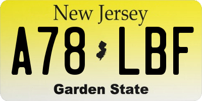 NJ license plate A78LBF