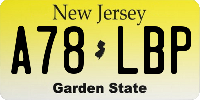 NJ license plate A78LBP