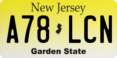 NJ license plate A78LCN