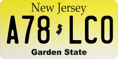 NJ license plate A78LCO