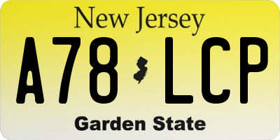 NJ license plate A78LCP