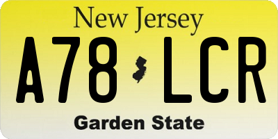 NJ license plate A78LCR