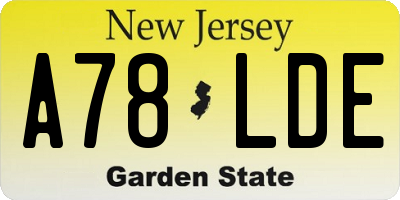 NJ license plate A78LDE