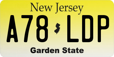 NJ license plate A78LDP