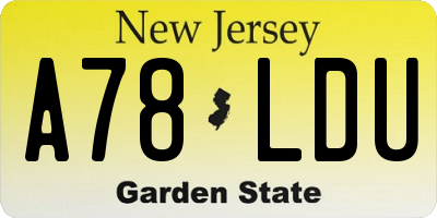 NJ license plate A78LDU