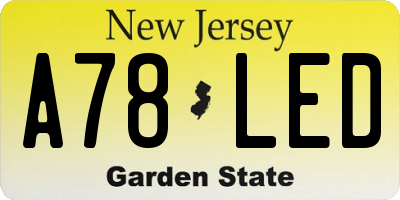 NJ license plate A78LED