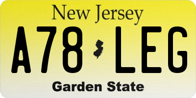 NJ license plate A78LEG