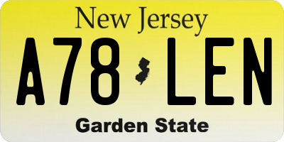 NJ license plate A78LEN