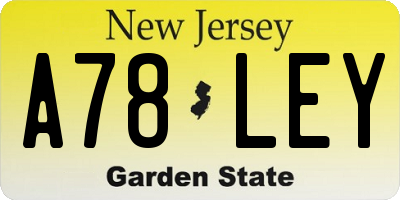 NJ license plate A78LEY