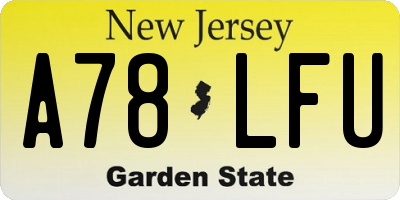 NJ license plate A78LFU
