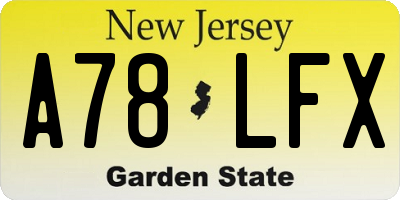 NJ license plate A78LFX