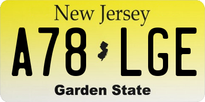 NJ license plate A78LGE