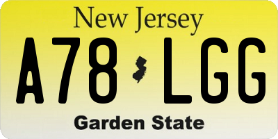 NJ license plate A78LGG