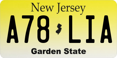 NJ license plate A78LIA