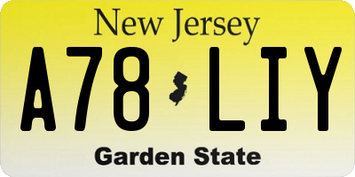 NJ license plate A78LIY